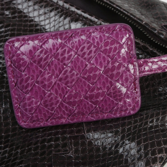 Ayers Snakeskin Flat Clutch Plum