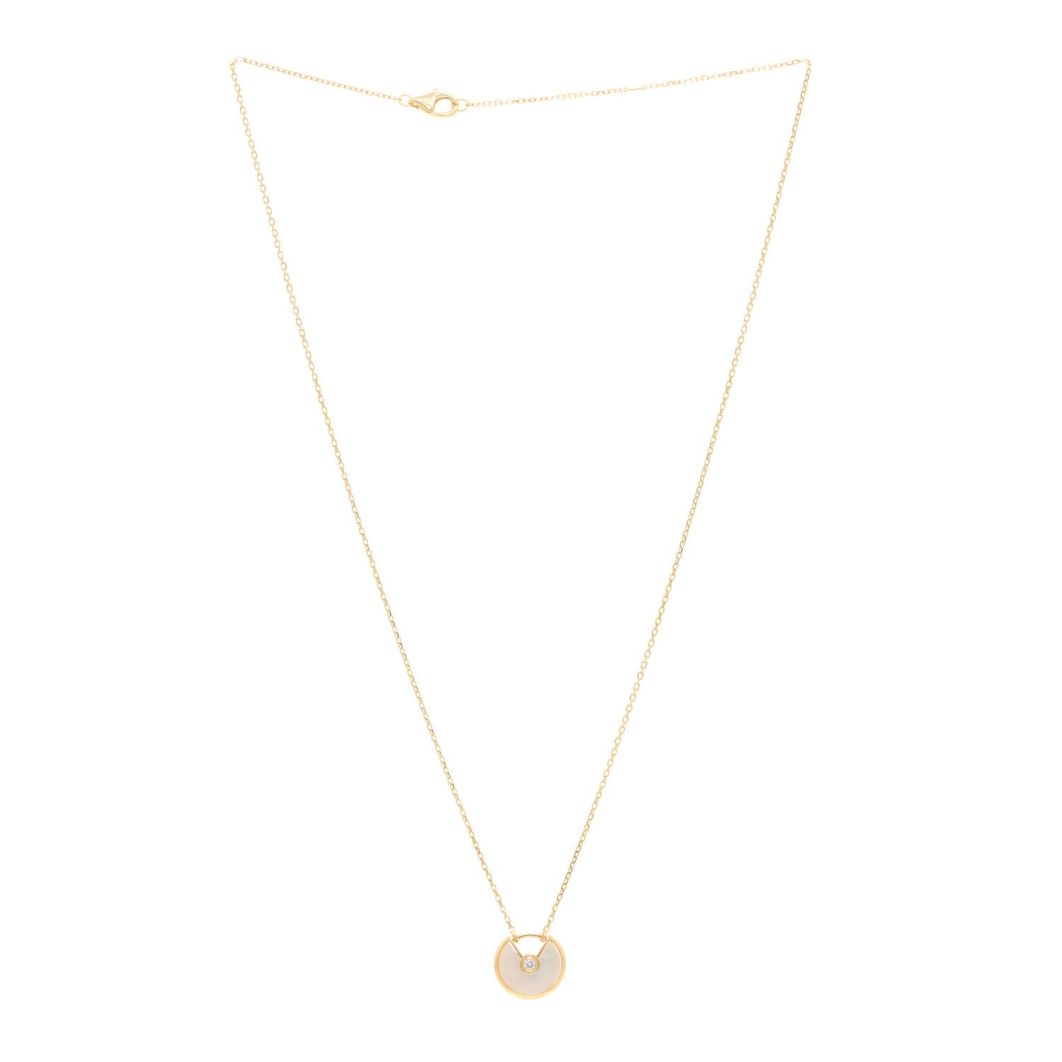 Cartier 18K Yellow Gold Diamond Mother of Pearl XS Amulette de Cartier Pendant Necklace 3 of 4
