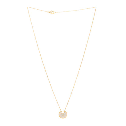 Cartier 18K Yellow Gold Diamond Mother of Pearl XS Amulette de Cartier Pendant Necklace 3 of 4