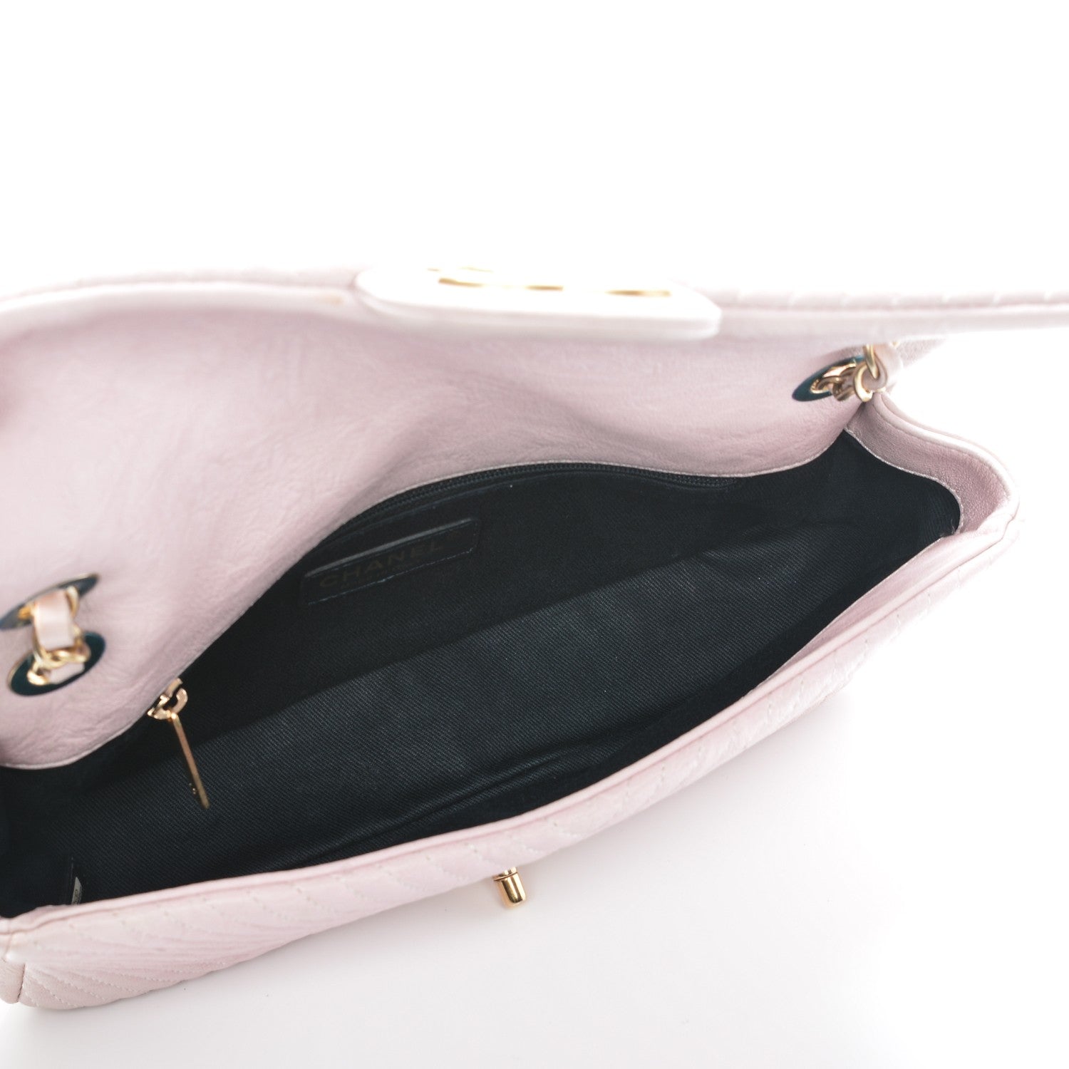Chanel Wrinkled Lambskin Chevron Quilted Medium Flap Light Pink 5 of 7