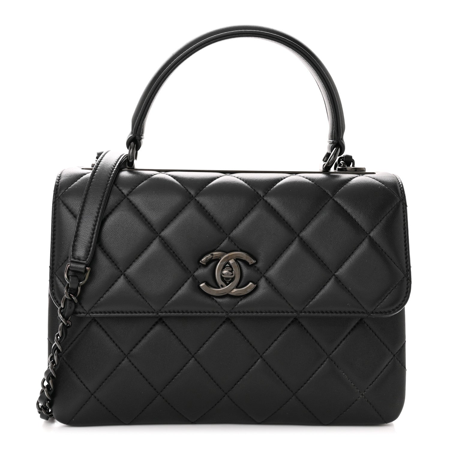 Chanel Lambskin Quilted Small Trendy CC Dual Handle Flap Bag So Black 1 of 14