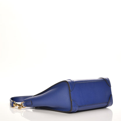 Celine Drummed Calfskin Nano Luggage Indigo 4 of 6