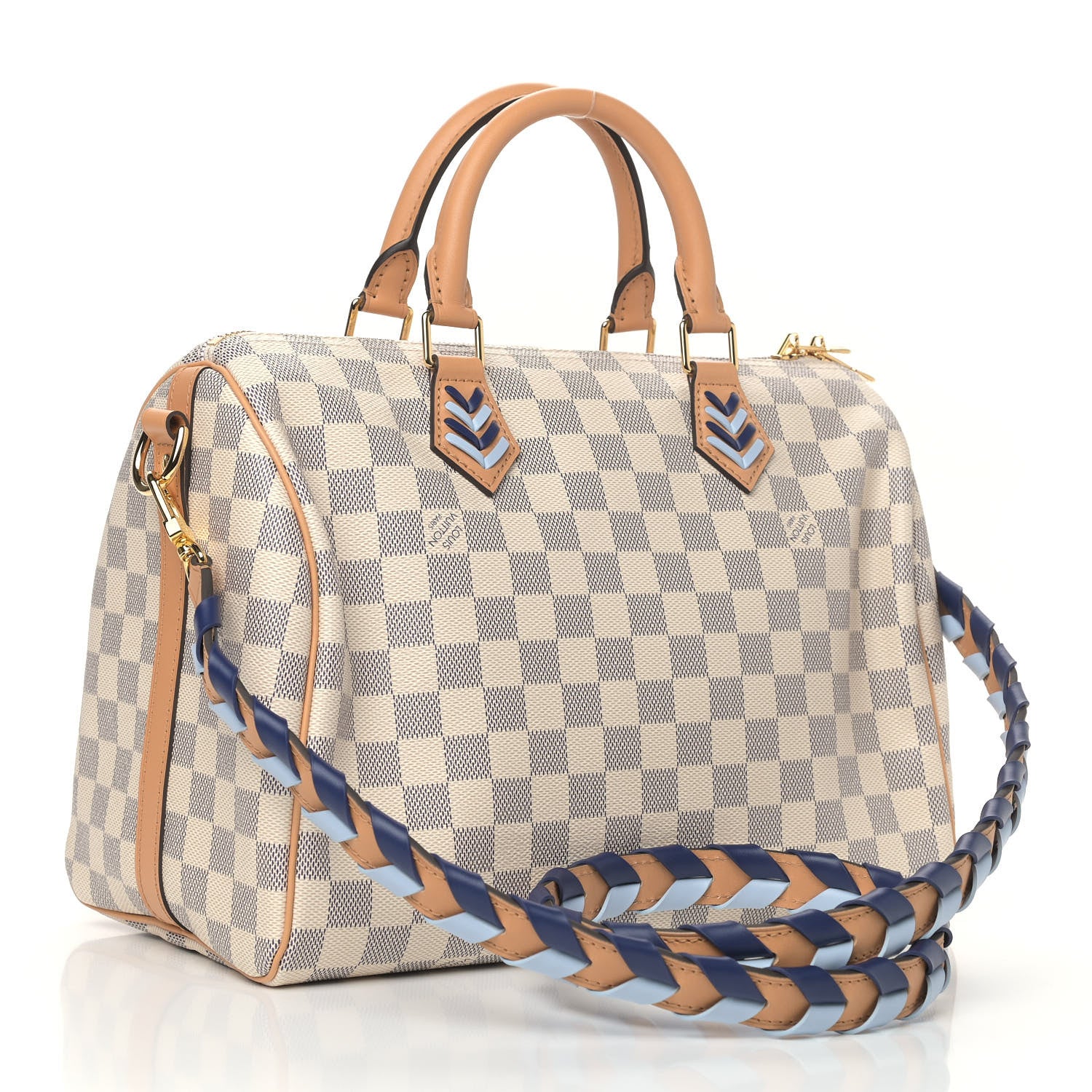 Louis Vuitton Damier Azur Braided Speedy Bandouliere 30 Blue 2 of 4