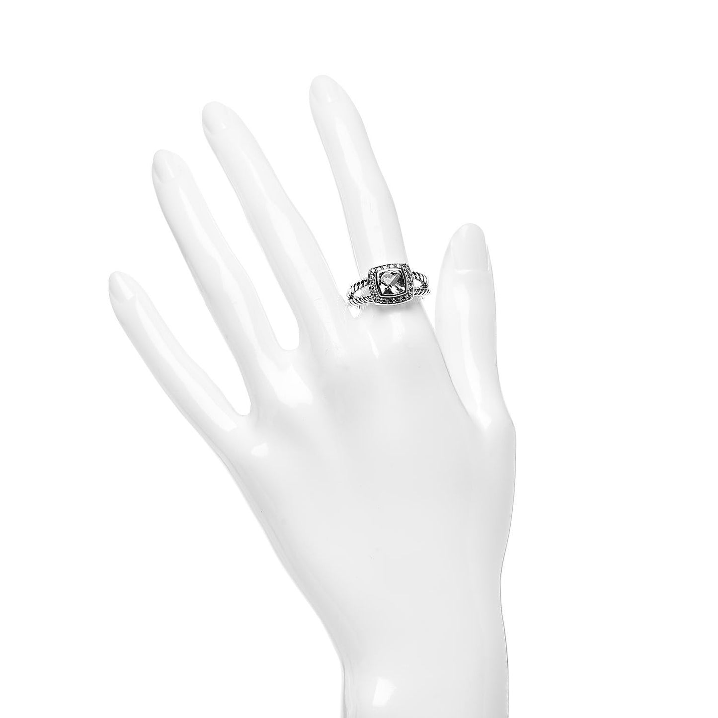 Sterling Silver Diamond White Topaz 7mm Petite Albion Ring 54 7