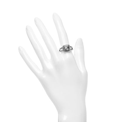 David Yurman Sterling Silver Diamond White Topaz 7mm Petite Albion Ring 54 7 2 of 5