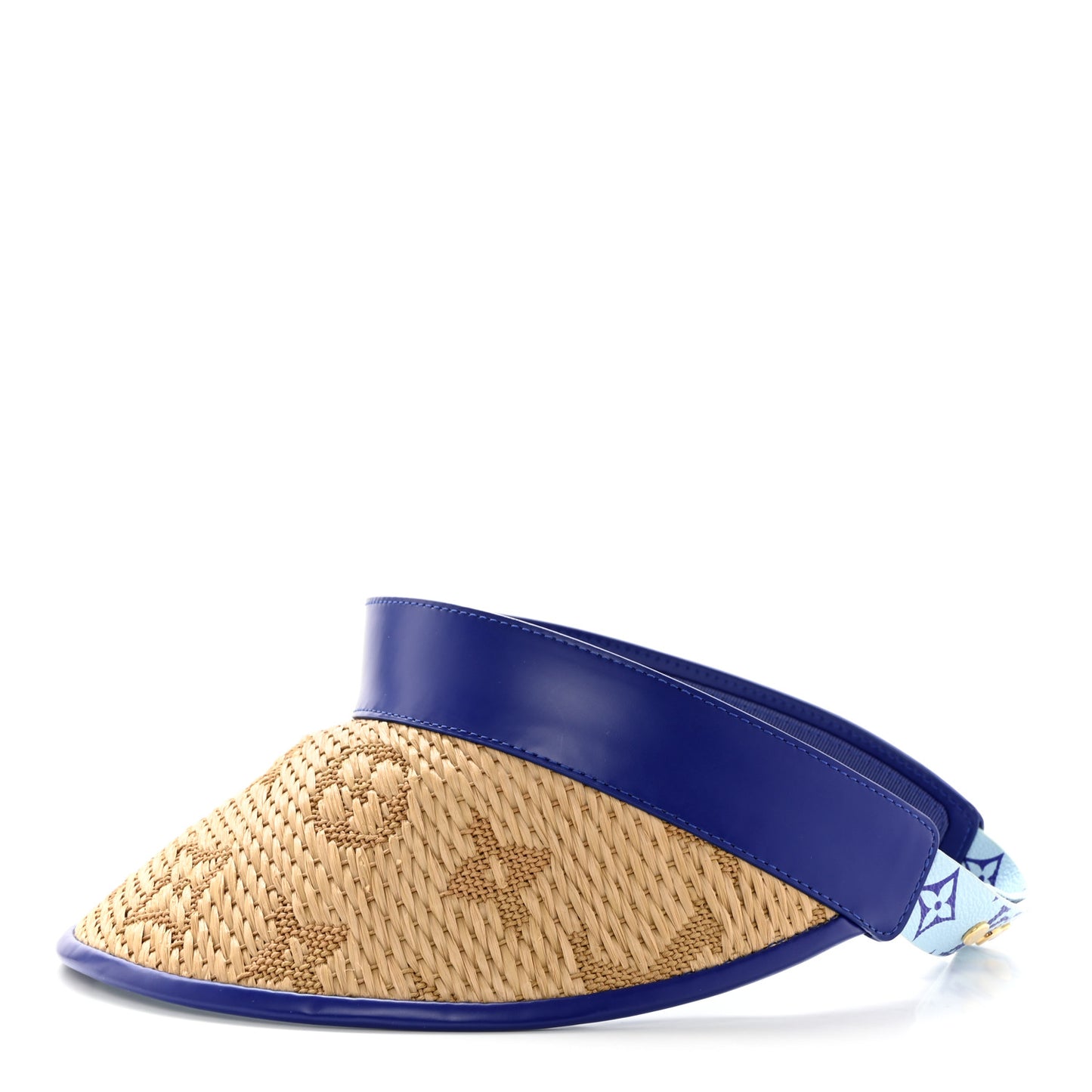 Calfskin Raffia Monogram Strawgram Visor Blue