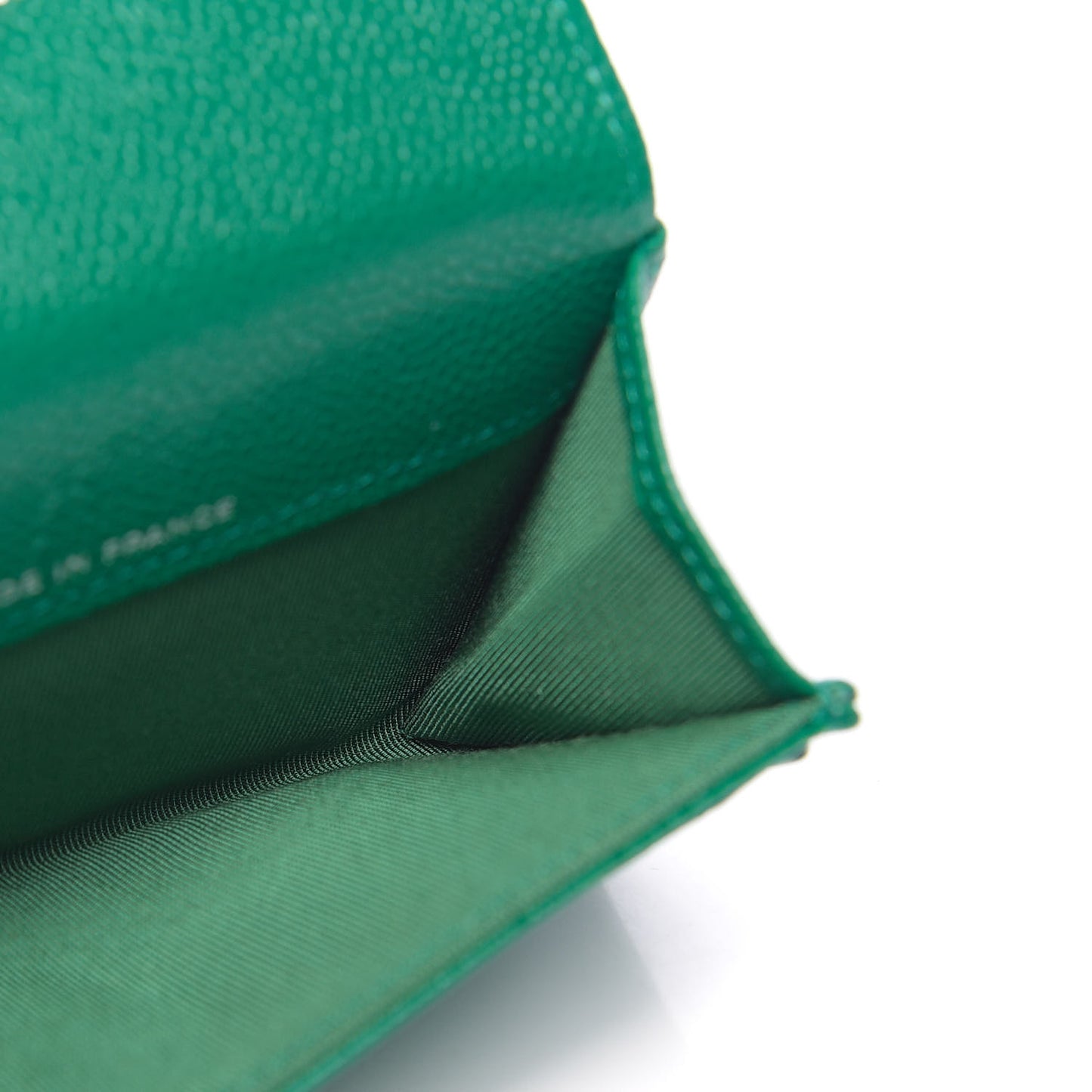 Caviar Quilted Flap Card Holder Wallet Green