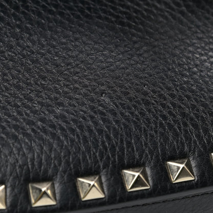 Valentino Garavani Pebbled Calfskin Medium Rockstud Flap Saddle Bag Black 9 of 9