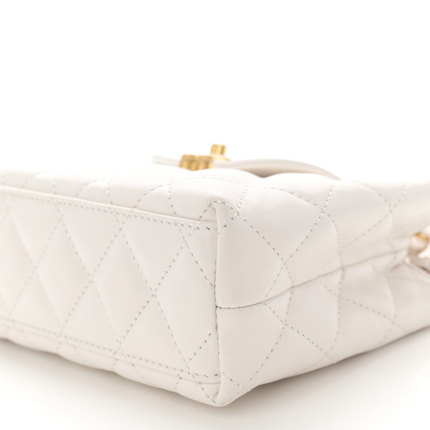 Chanel Shiny Aged Calfskin Quilted Nano Kelly Shopper White 10 of 11