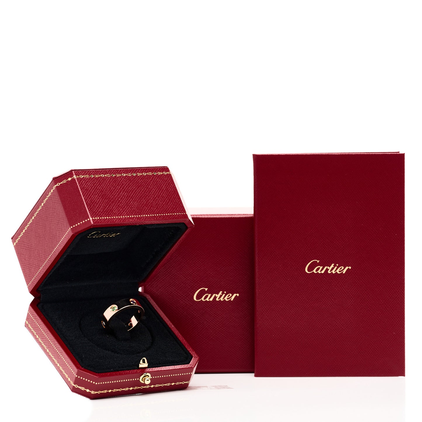 18K Pink Gold Sapphire Garnet Amethyst 5.5mm LOVE Ring 59 8.75