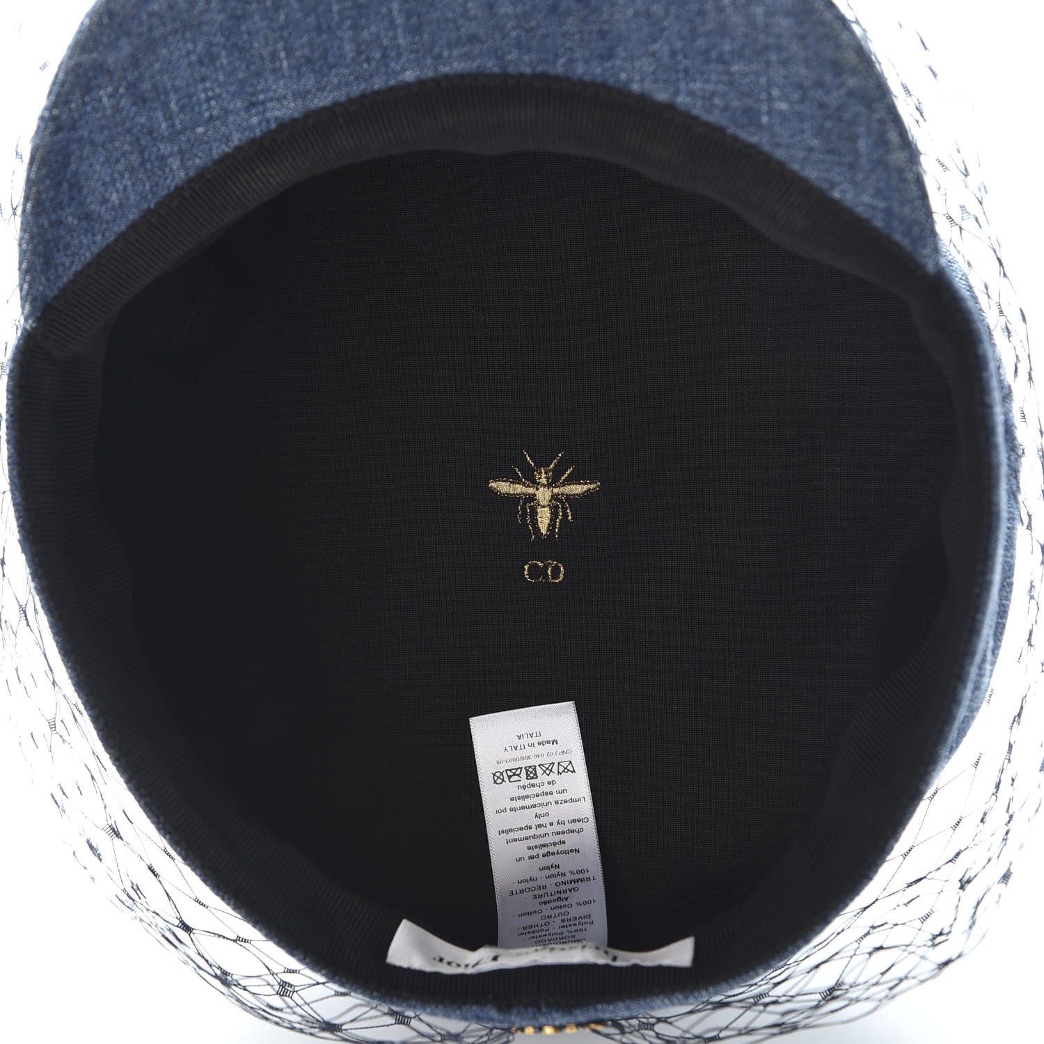 Christian Dior Denim Arty Cap with Veil 58 Blue 4 of 9