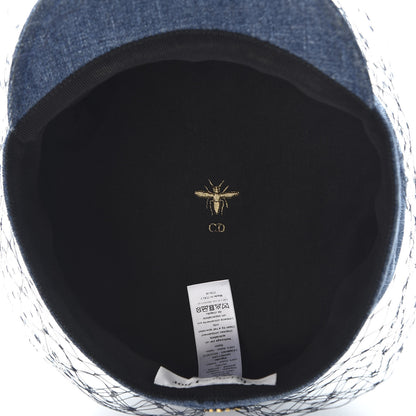 Christian Dior Denim Arty Cap with Veil 58 Blue 4 of 9