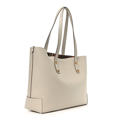 Burberry Calfskin Crest Embossed Small Tote Limestone 3 of 9