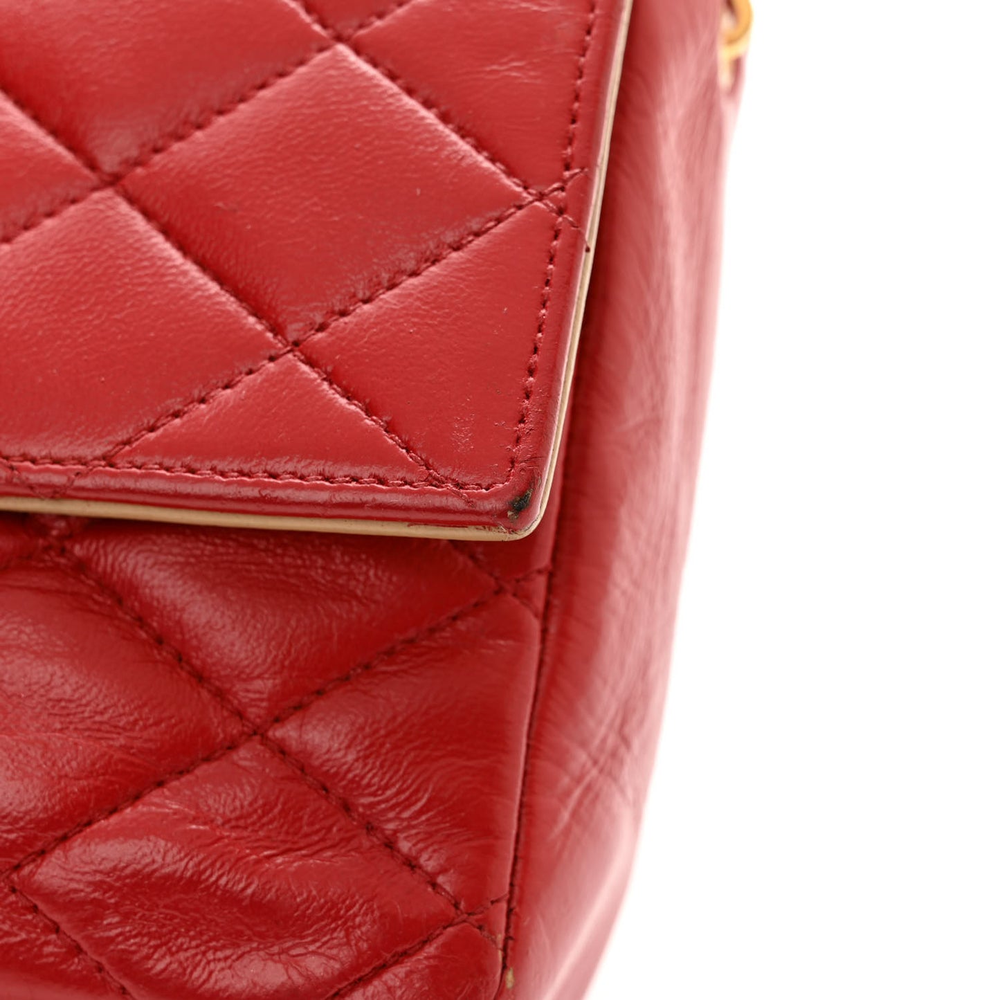 Lambskin Quilted Small Single Flap Red