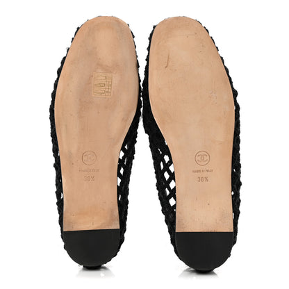 Chanel Cord Braided CC Mocassin Loafers 38.5 Black 8 of 12