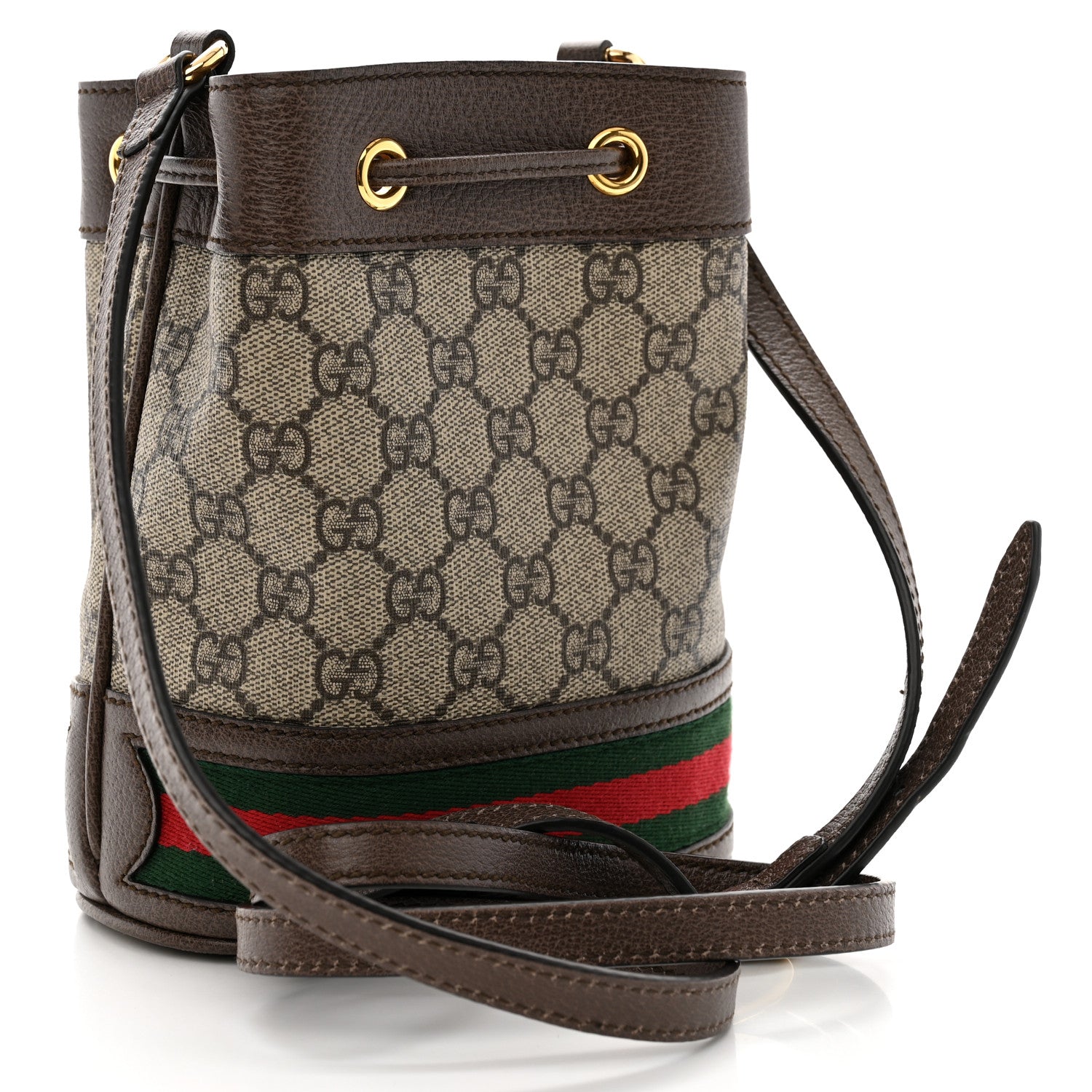 Gucci GG Supreme Monogram Web Small Ophidia Bucket Bag Brown 3 of 12