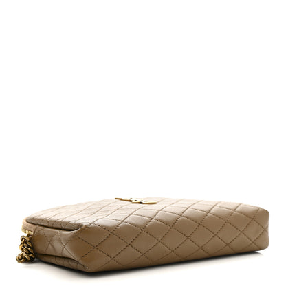 Saint Laurent Lambskin Quilted Gaby Zipped Pouch Dark Cork 4 of 11