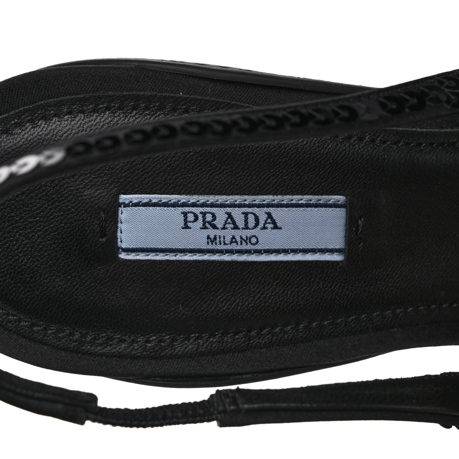 Prada Paillettes Logo Pointed Toe Slingback 45mm Pumps 37.5 Black 7 of 9