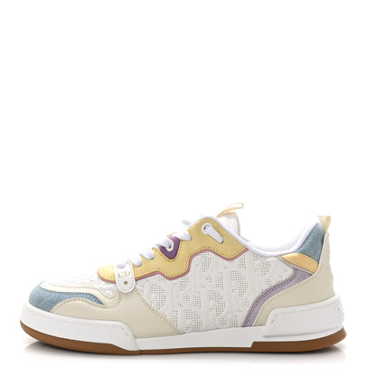 Christian Dior Calfskin Oblique Laser Perforated Dior One Low Sneakers 37.5 White Multicolor 1 of 9