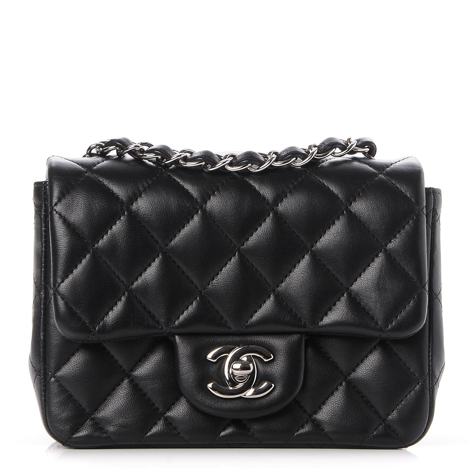 Chanel Lambskin Quilted Mini Square Flap Black 1 of 8