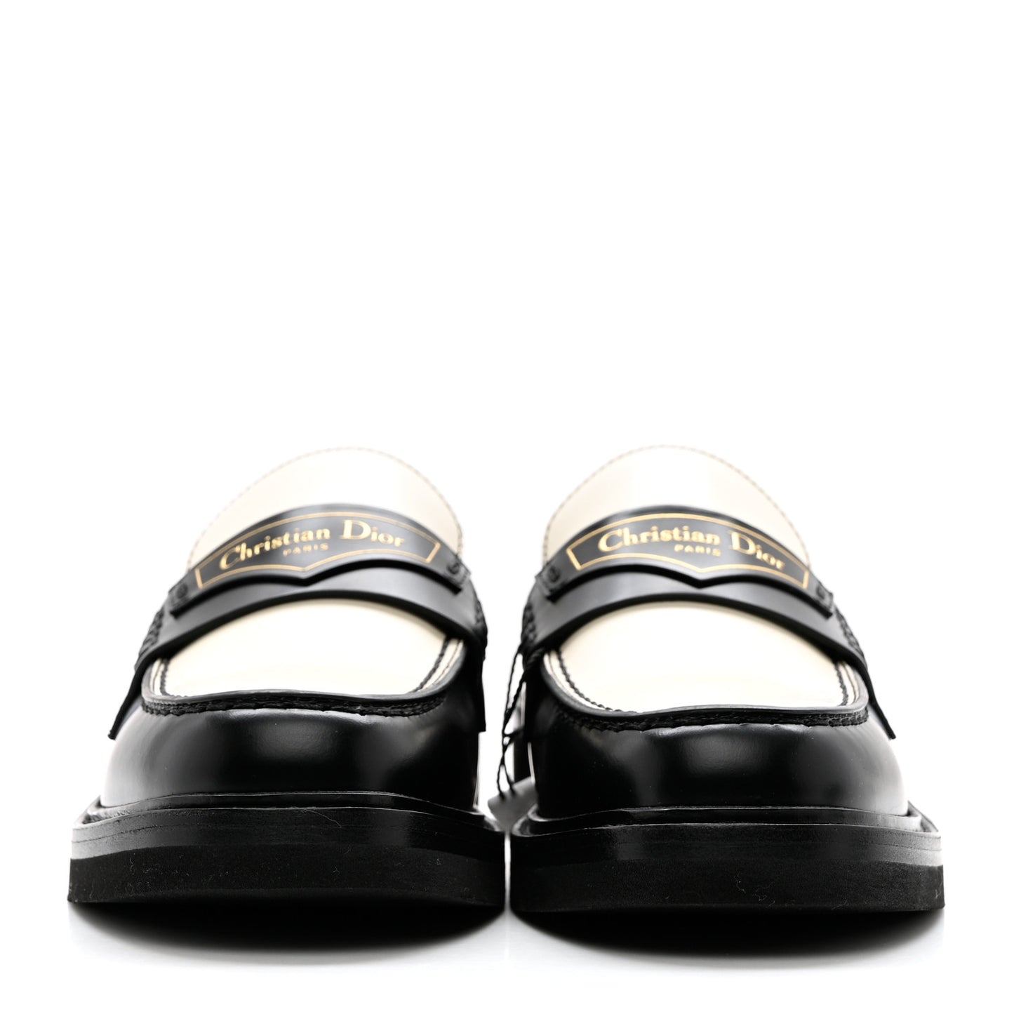 Brushed Calfskin Boy Loafers 35.5 Black White