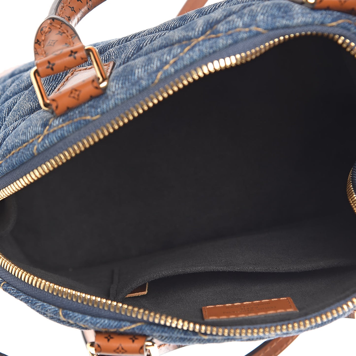 Denim Calfskin Reverse Monogram Malletage Alma BB Blue