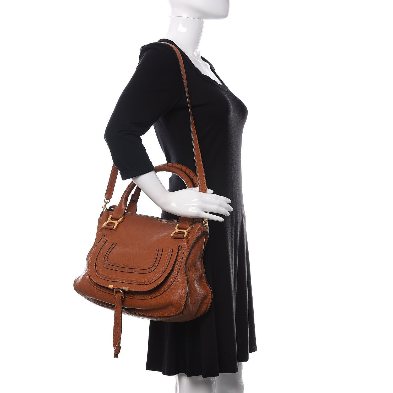 Chloe Calfskin Medium Marcie Satchel Tan 2 of 13
