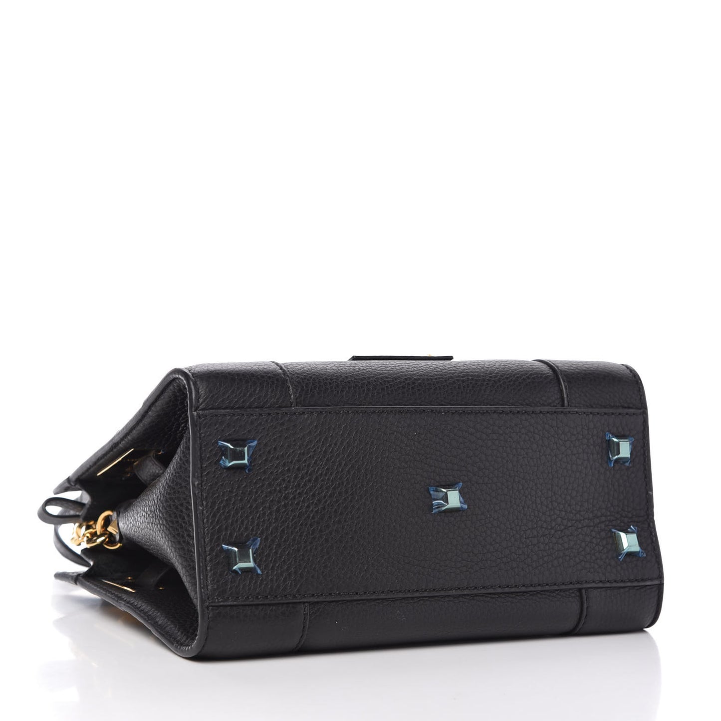 Grained Calfskin Twist Lock My Rockstud Shoulder Bag Black