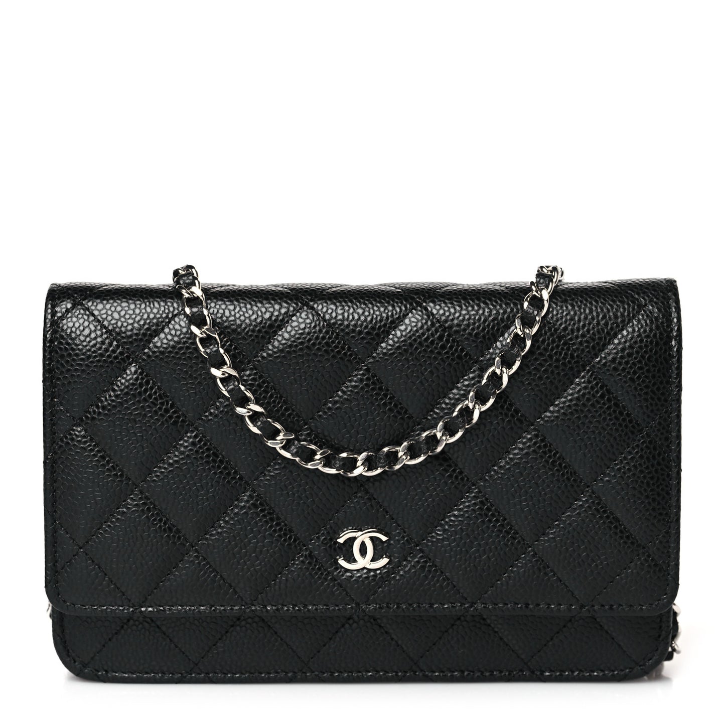 Caviar Quilted Wallet on Chain WOC Black
