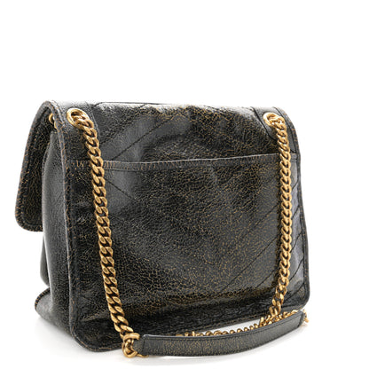 Saint Laurent Crinkled Calfskin Matelasse Monogram Medium Niki Chain Satchel Black Ocra 3 of 13