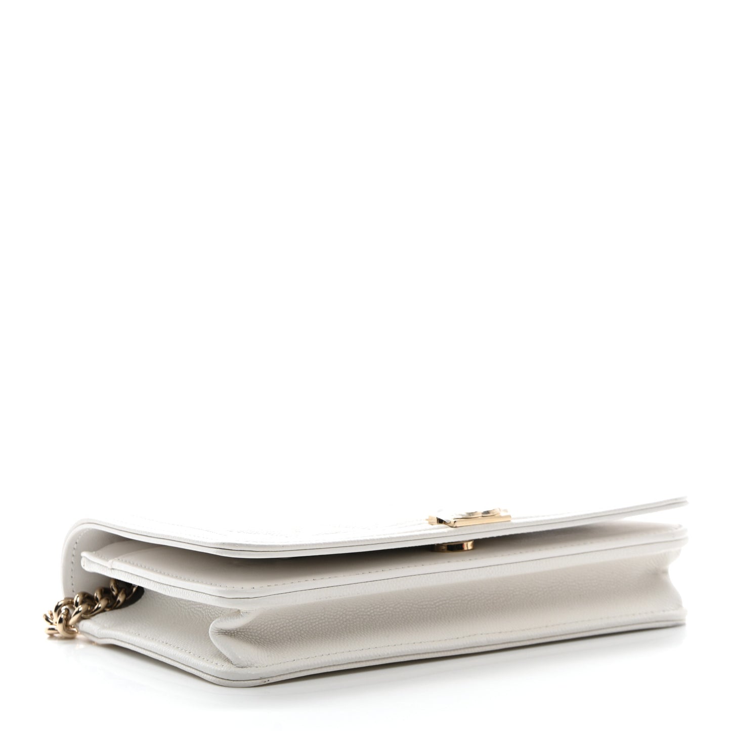 Caviar Quilted Boy Wallet On Chain WOC White
