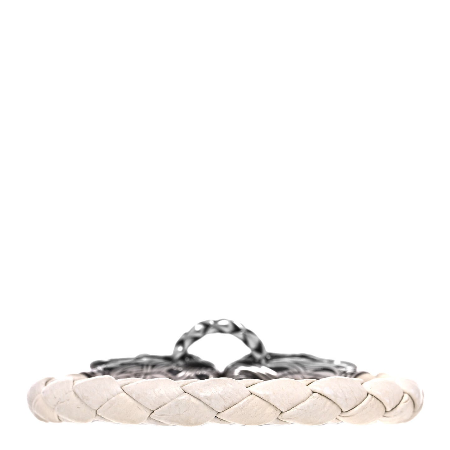 Sterling Silver Leather Naga Dragon Legend Bracelet White