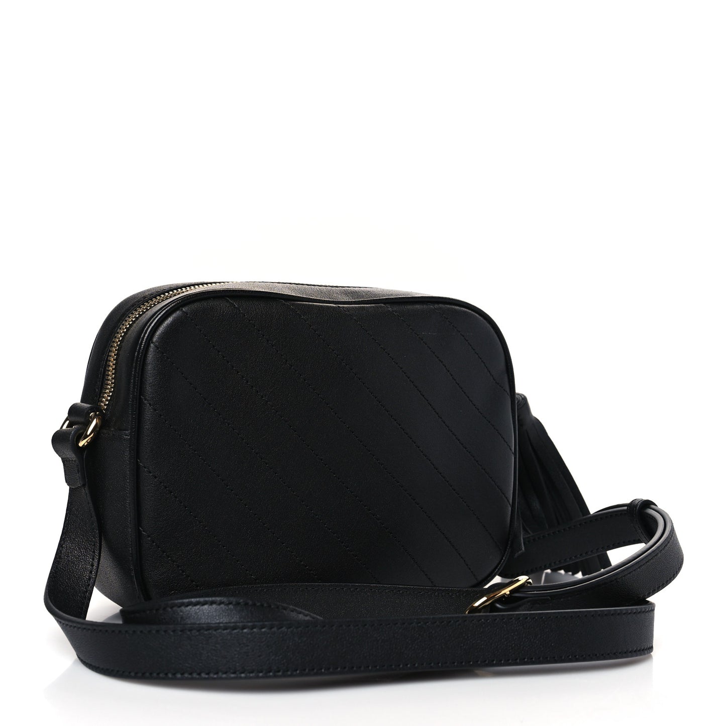 Sakai Be Green Calfskin Diagonal Stitched Small Blondie Shoulder Bag Black