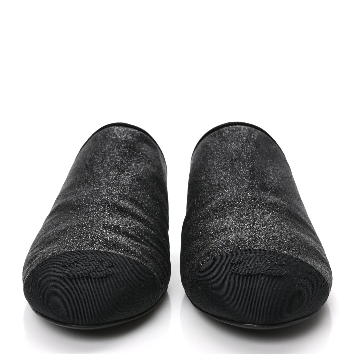 Fabric Glitter Cap Toe Logo Pumps 40 Black