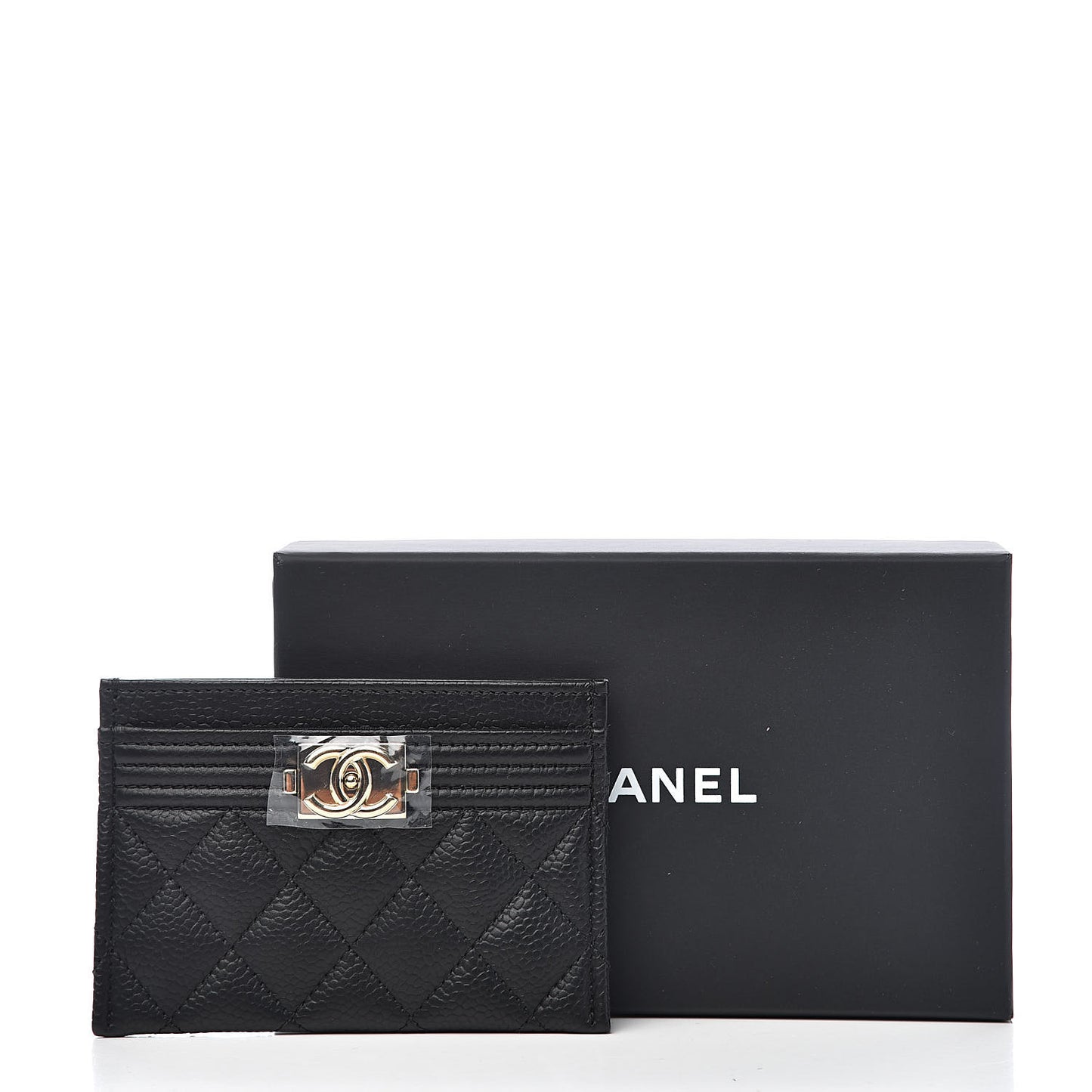 Caviar Quilted Boy Card Holder Black