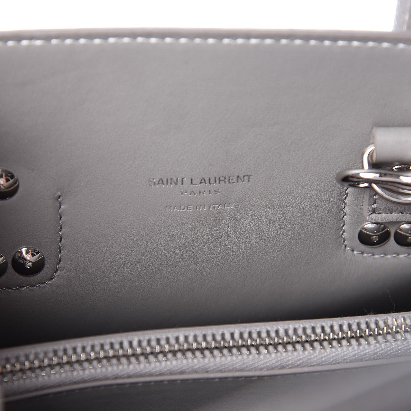 Grained Calfskin Topstich Baby Sac De Jour Grey