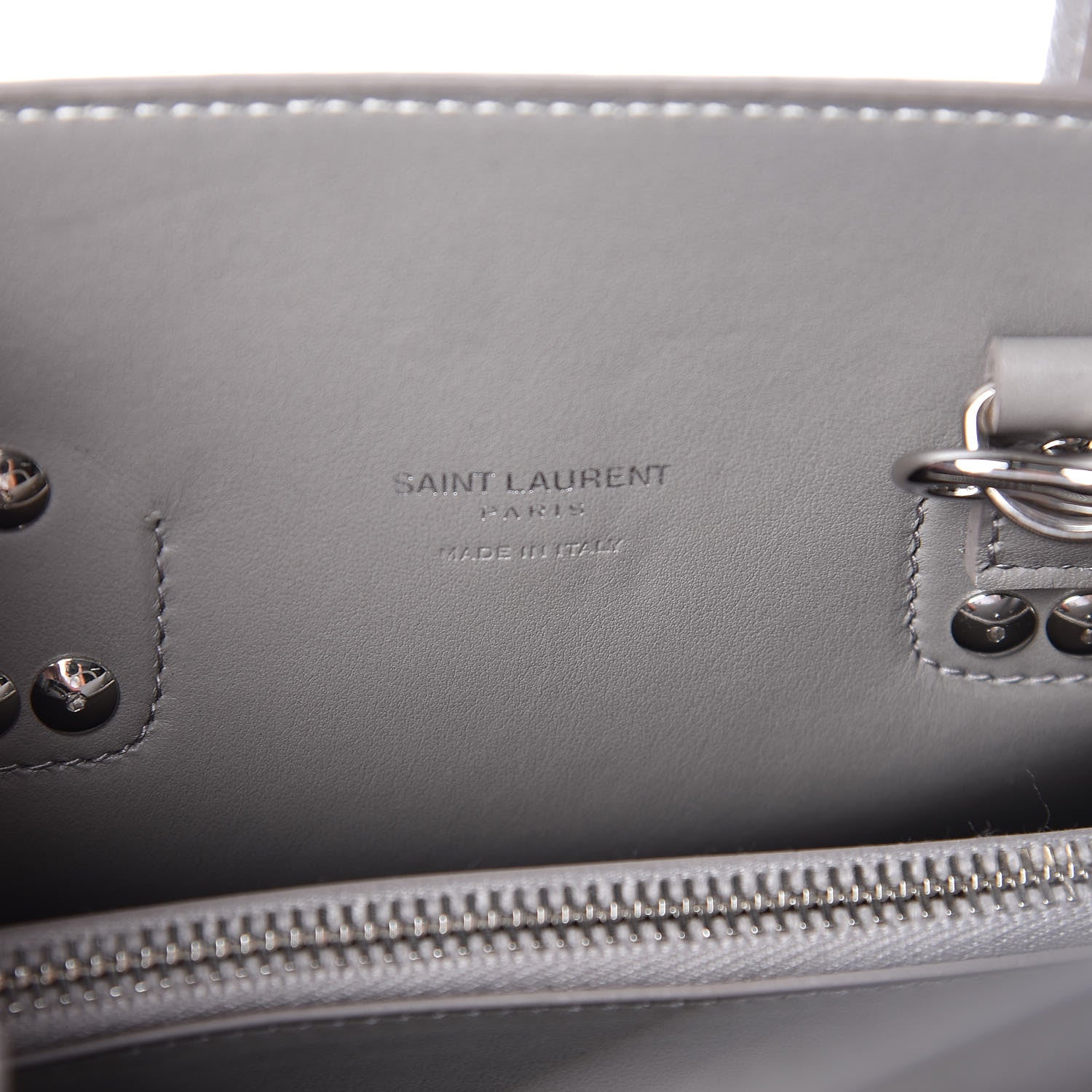 Saint Laurent Grained Calfskin Topstich Baby Sac De Jour Grey 6 of 8