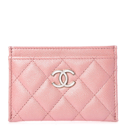 Chanel Iridescent Caviar Quilted Card Holder Pink 1 of 9