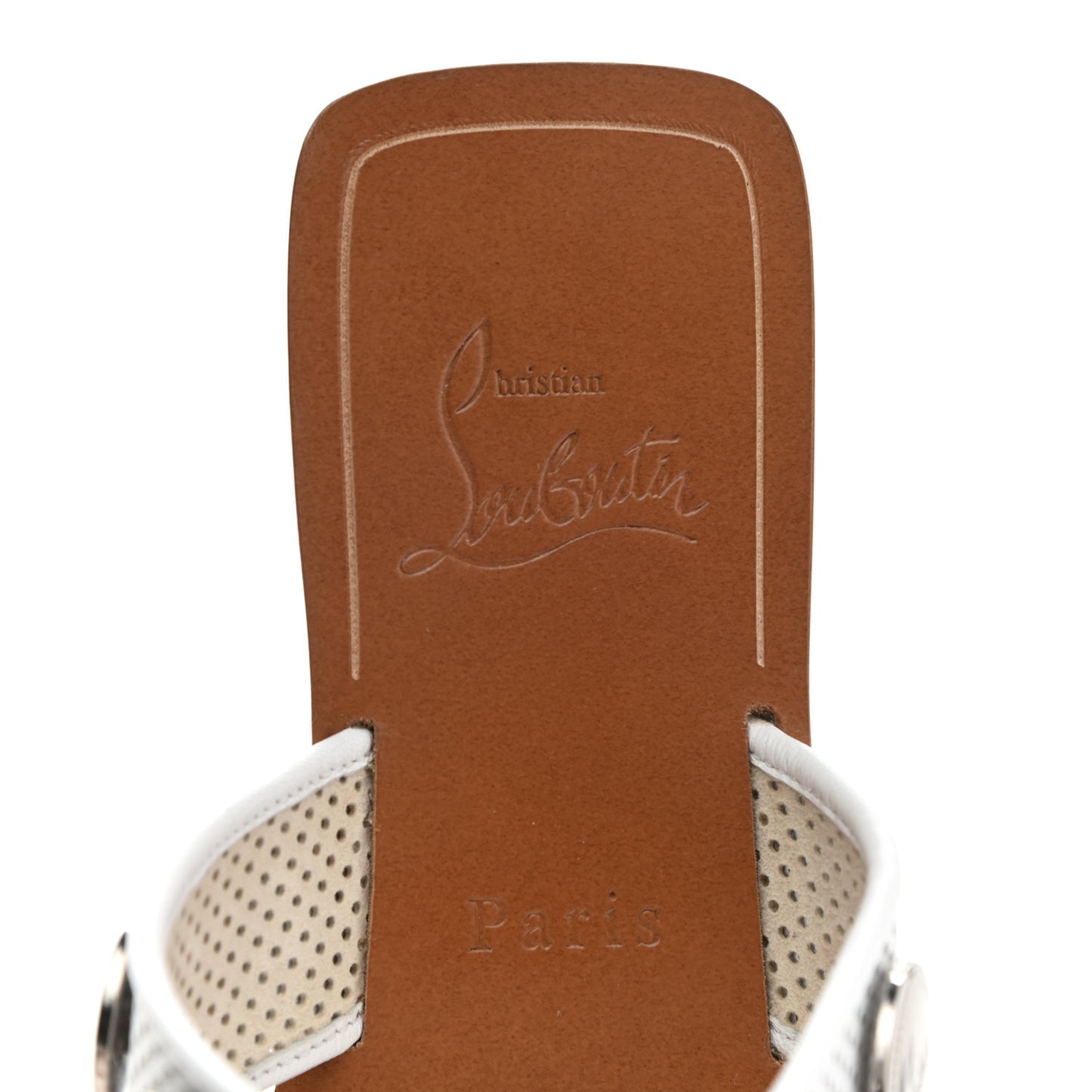 Nappa Perforated Bitcorn Slide Sandals 36.5 White