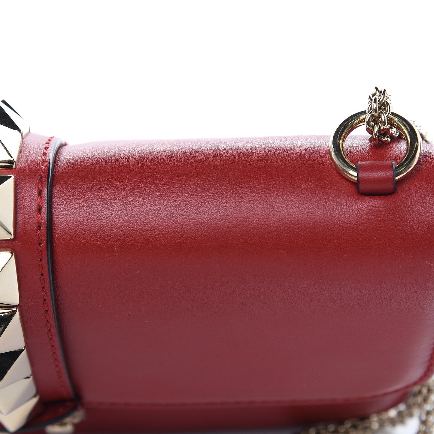 Vitello Medium Glam Lock Rockstud Flap Red