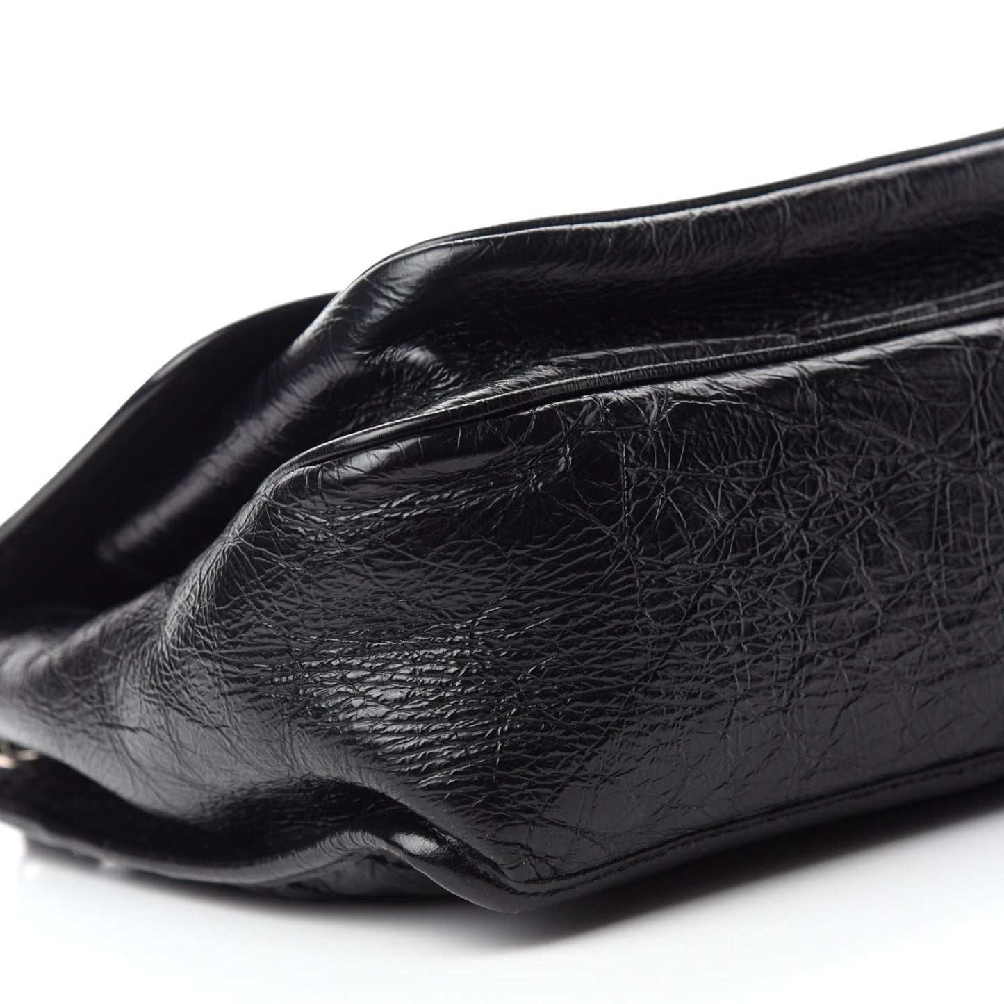 Crinkled Calfskin Matelasse Monogram Medium Niki Chain Satchel Black