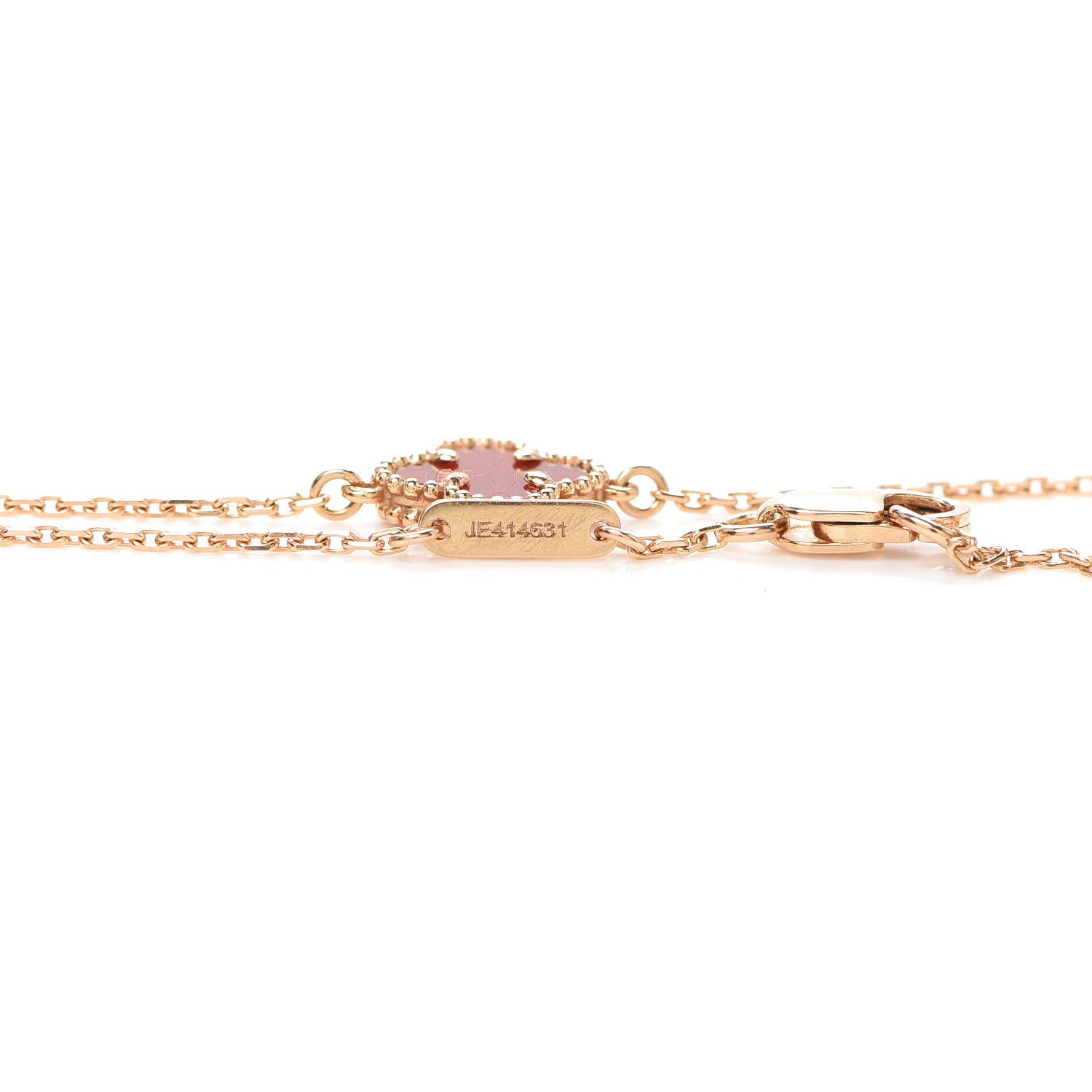 Van Cleef & Arpels 18K Rose Gold Carnelian Sweet Alhambra Bracelet 5 of 8