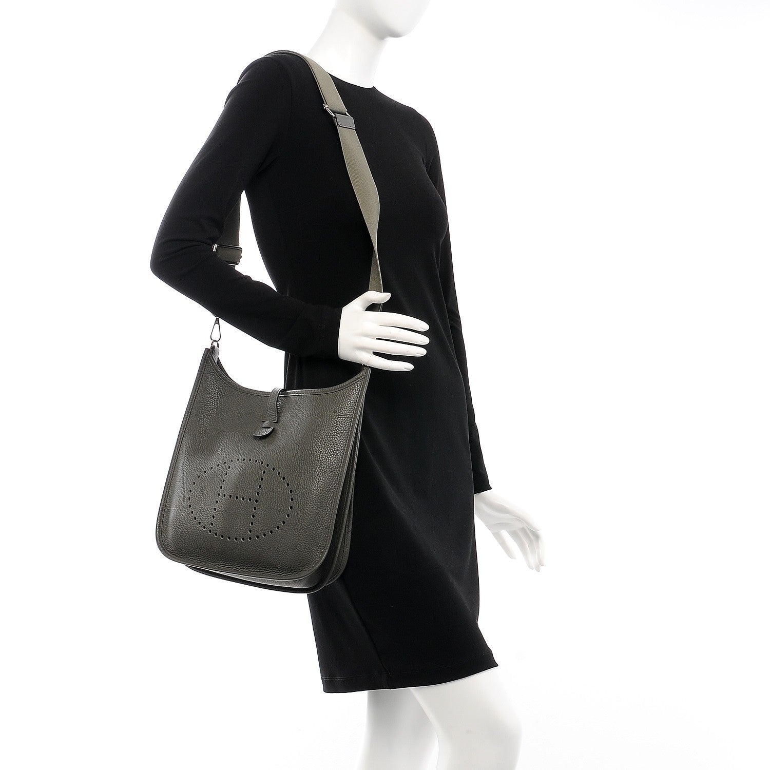 Hermes Taurillon Clemence Evelyne PM III Vert de Gris 2 of 8