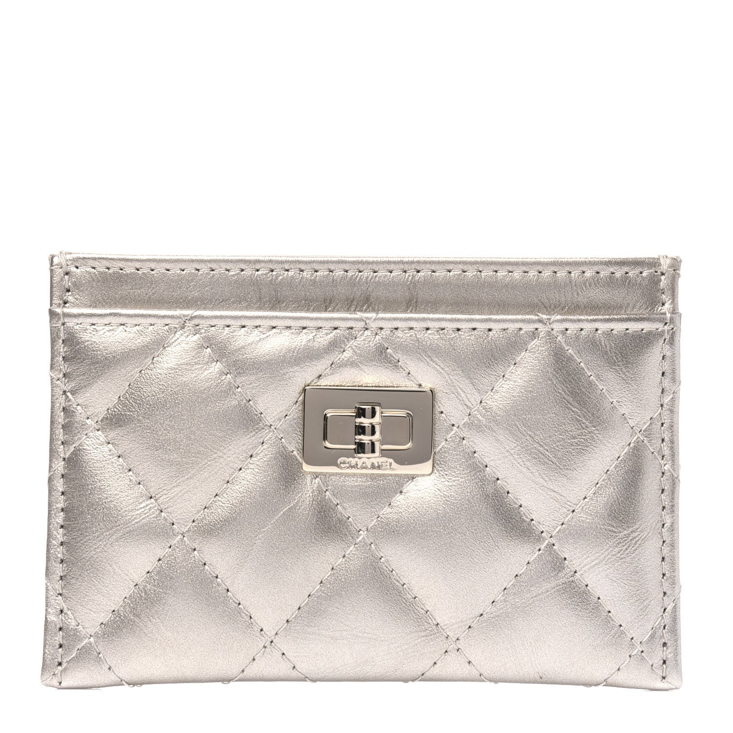 Chanel Metallic Aged Calfskin Quilted Reissue Card Holder Gold 1 of 9