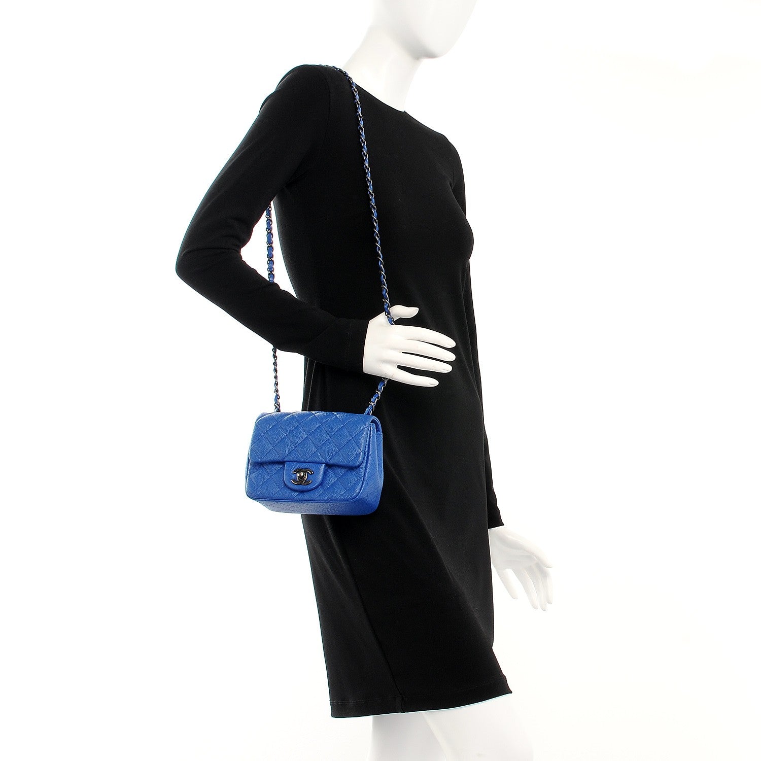 Chanel Caviar Quilted Mini Square Flap Blue 2 of 9