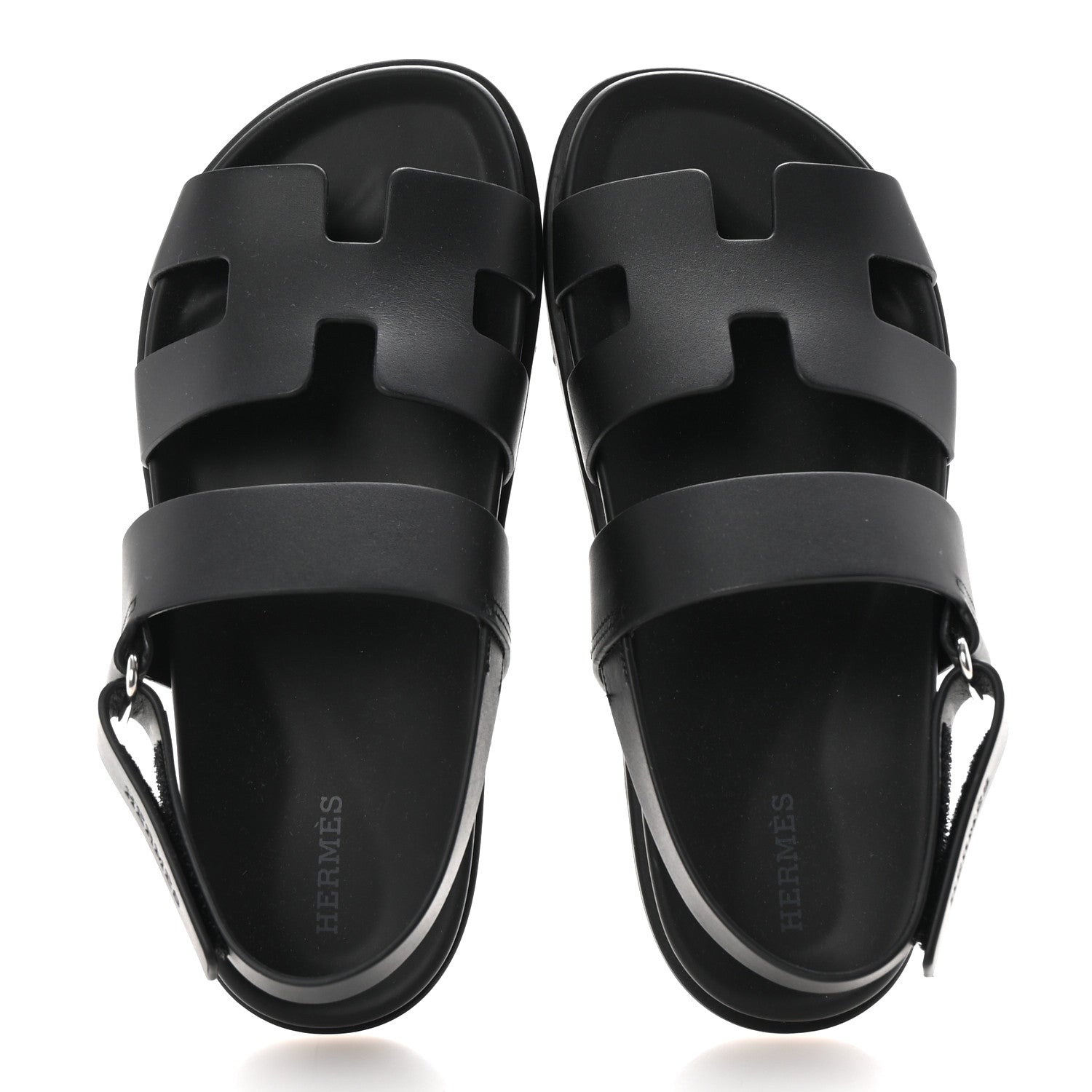 Hermes Calfskin Womens Genius Sandals 38.5 Black 2 of 10