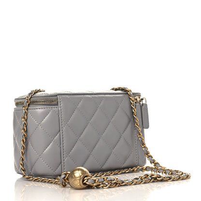 Chanel Lambskin Quilted Small Pearl Crush Vanity Case With Chain Grey 3 of 10
