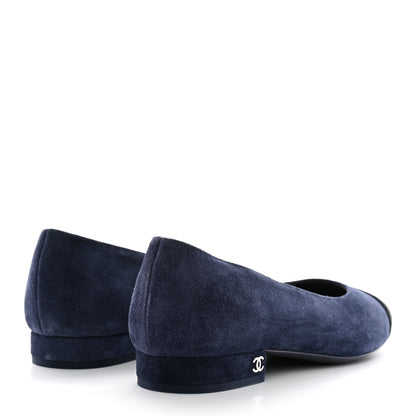 Chanel Suede Cap Toe Ballerina Flats 37 Navy 4 of 8