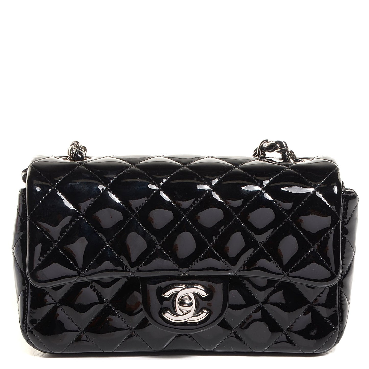 Patent Quilted Mini Rectangular Flap Black