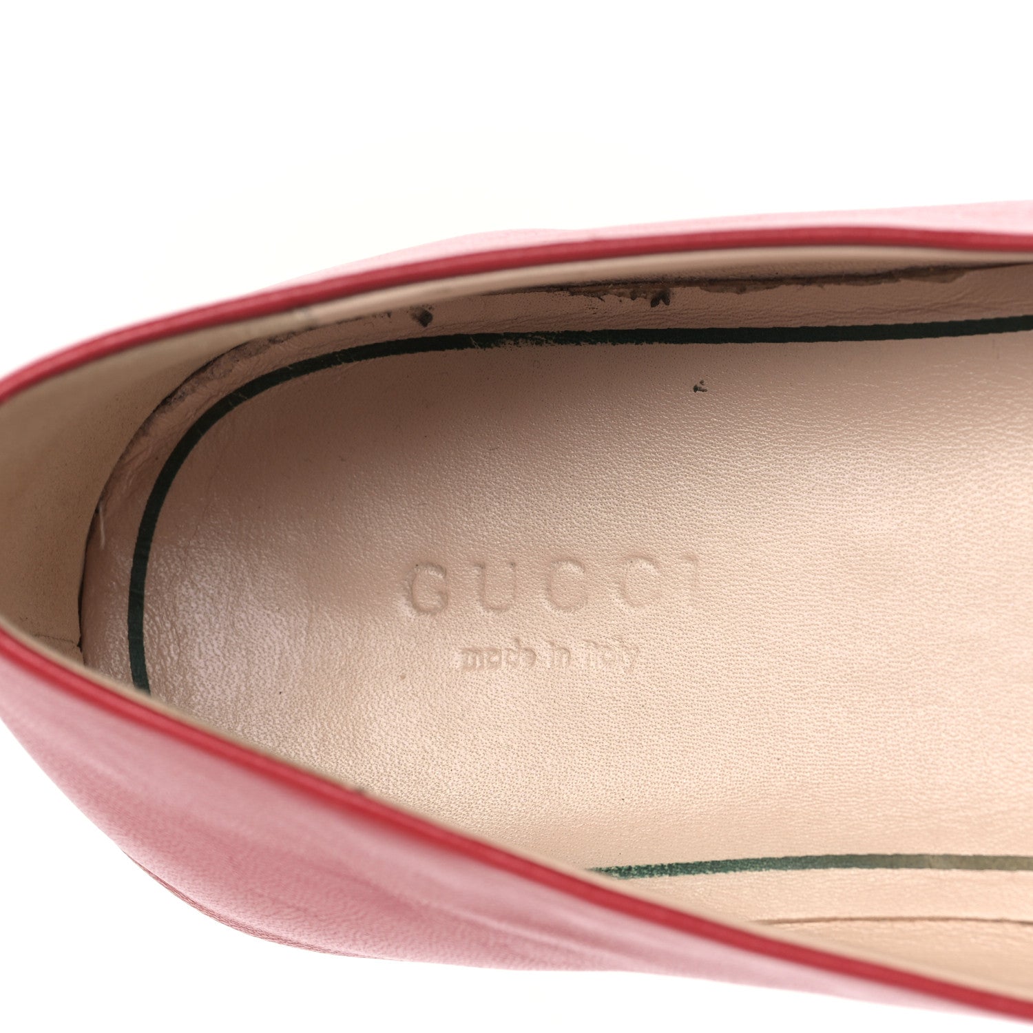 Gucci Calfskin Bayadere Bee Ballerina Flats 37 Hibiscus Red 7 of 8